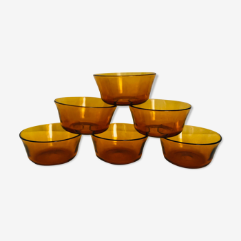 6 amber Duralex cups