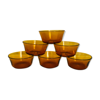 6 amber Duralex cups