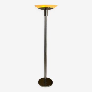 Modernist vintage floor lamp "model 44" Perzel chromed metal and sandblasted glass