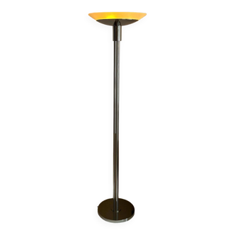 Modernist vintage floor lamp "model 44" Perzel chromed metal and sandblasted glass