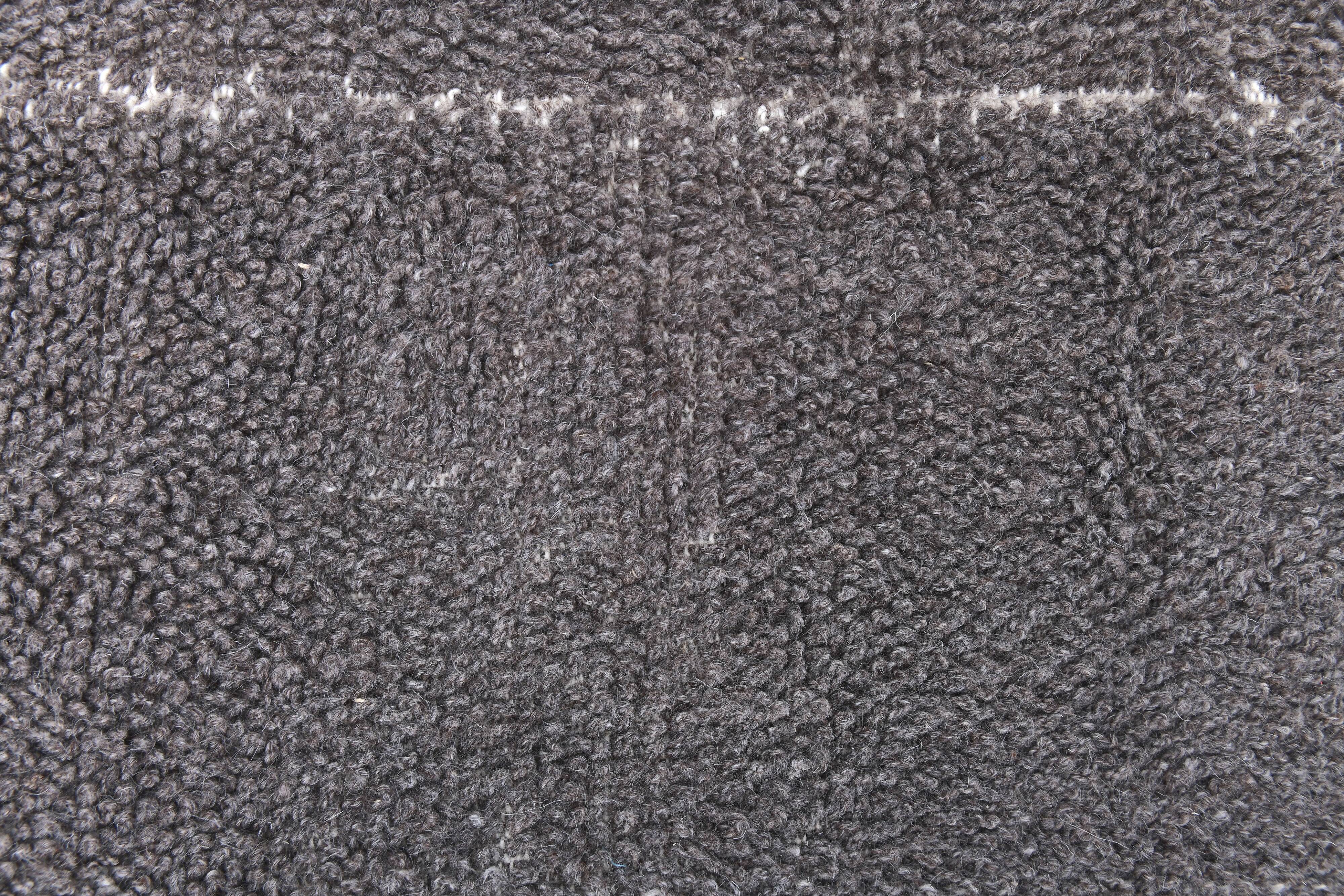 4x7 Soft Pastel Brown Wool Moroccan Rug, 128x211Cm