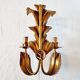 Magnificent Italian Wall Lamp 2 Lights Year 1960 Hoas de Palma Gilt Bronze