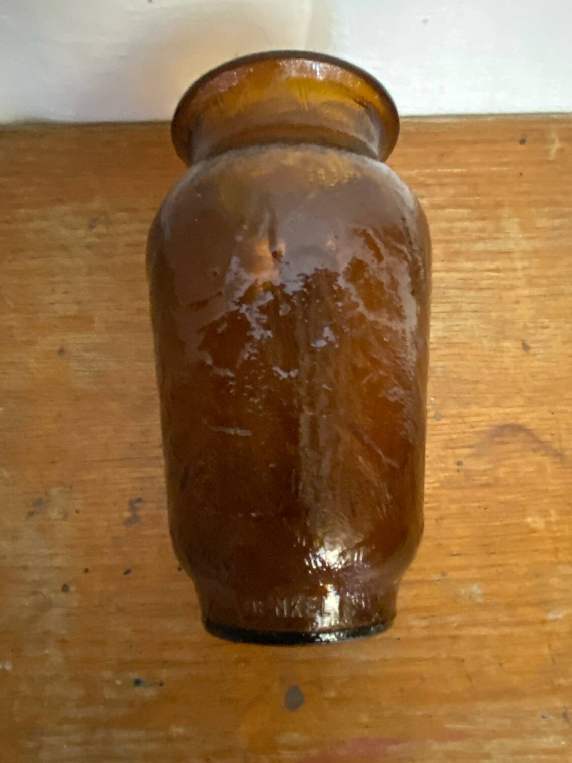 Vintage henkel amber molded glass vase, 1960s, germany