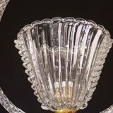 Ercole Barovier Art Deco Chandelier, "Bullicante" Glass Murano, 1940