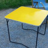 Set of 3 vintage lafuma sun loungers canvas and tubes + table