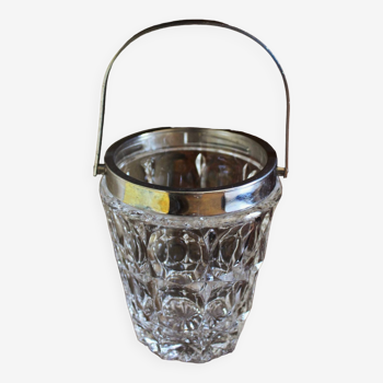 Ice bucket chiseled glass 50s 60s