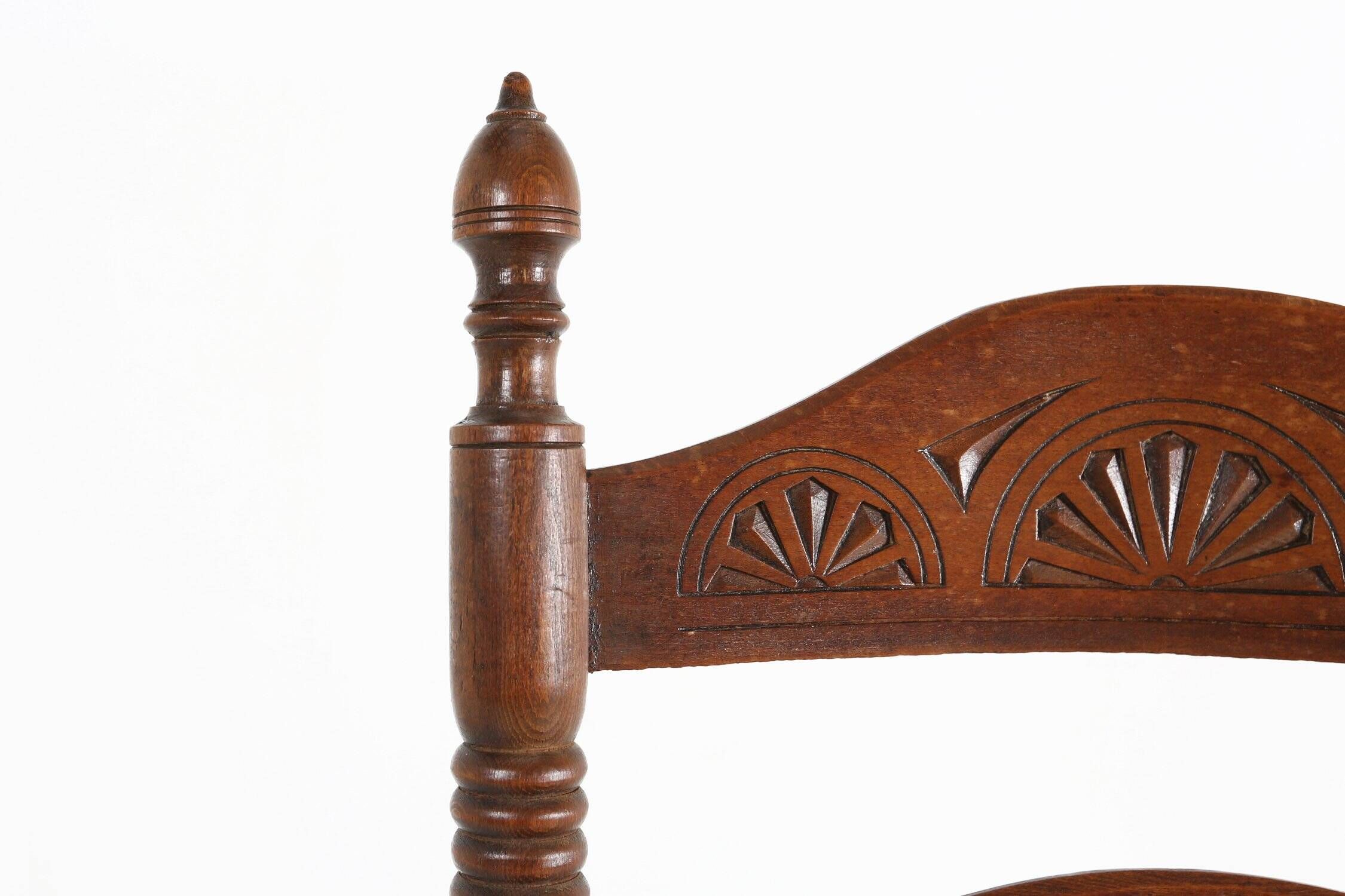 Antique French Wooden Armchair with Cane Seat, 1890s