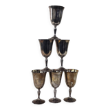 Set of 6 wine glasses, model 1808 from the American House of Reed and Barton, silver plated