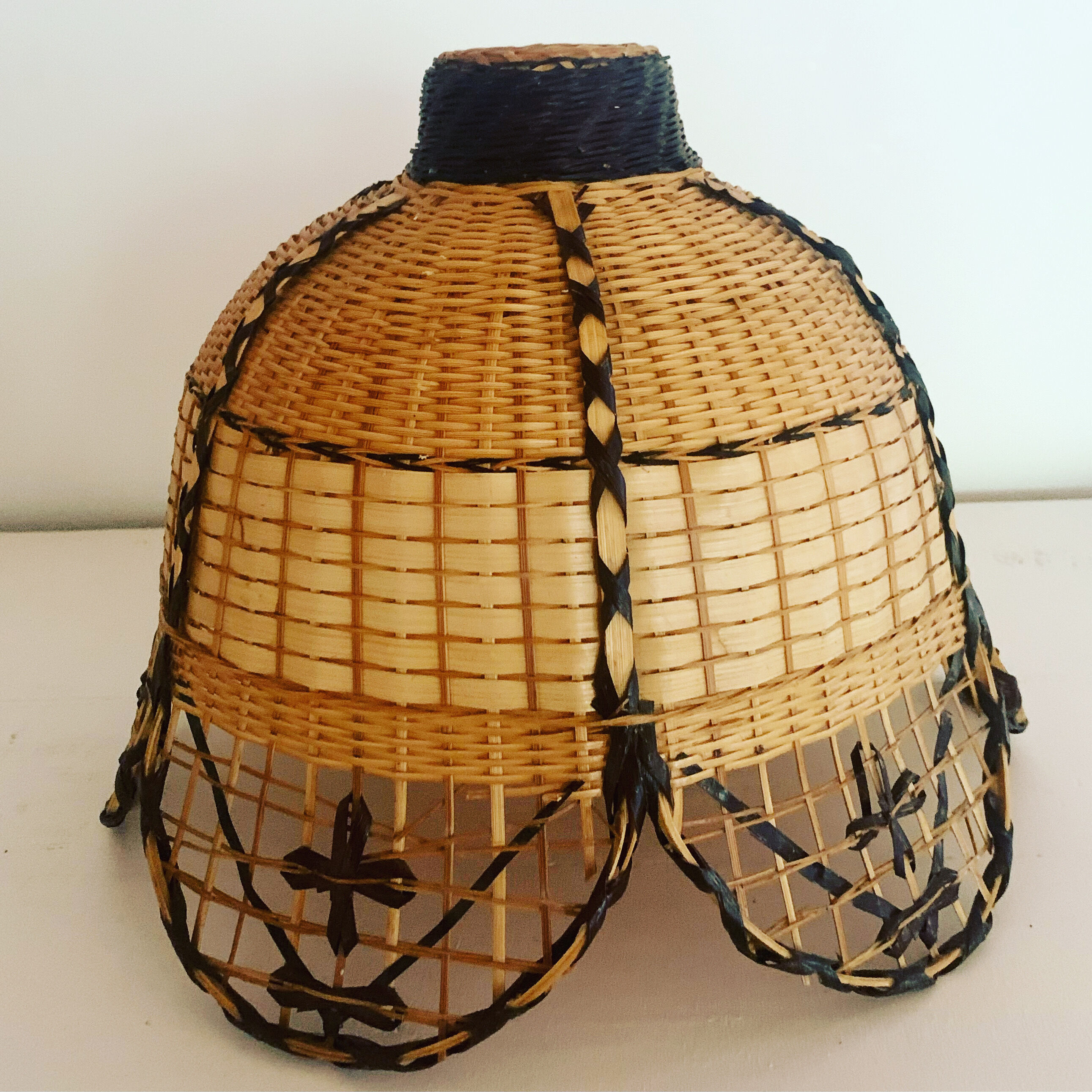 Vintage two-tone wicker pendant light