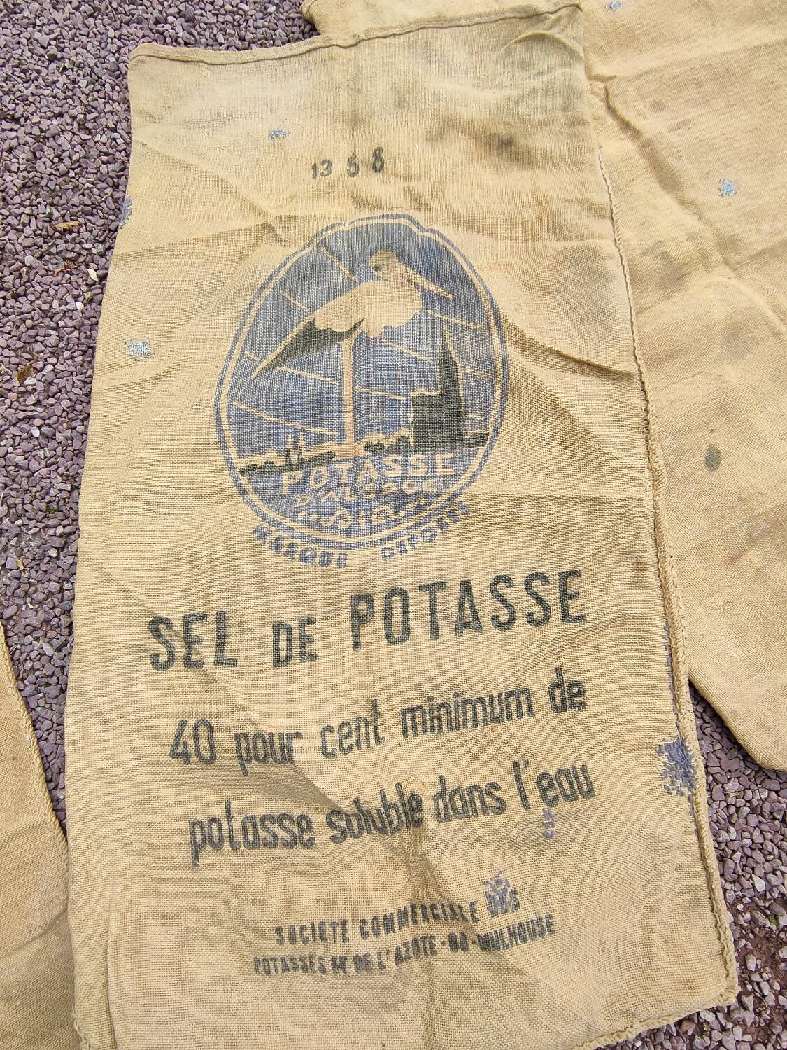 Set of 10 Potasse d'Alsace jute bags