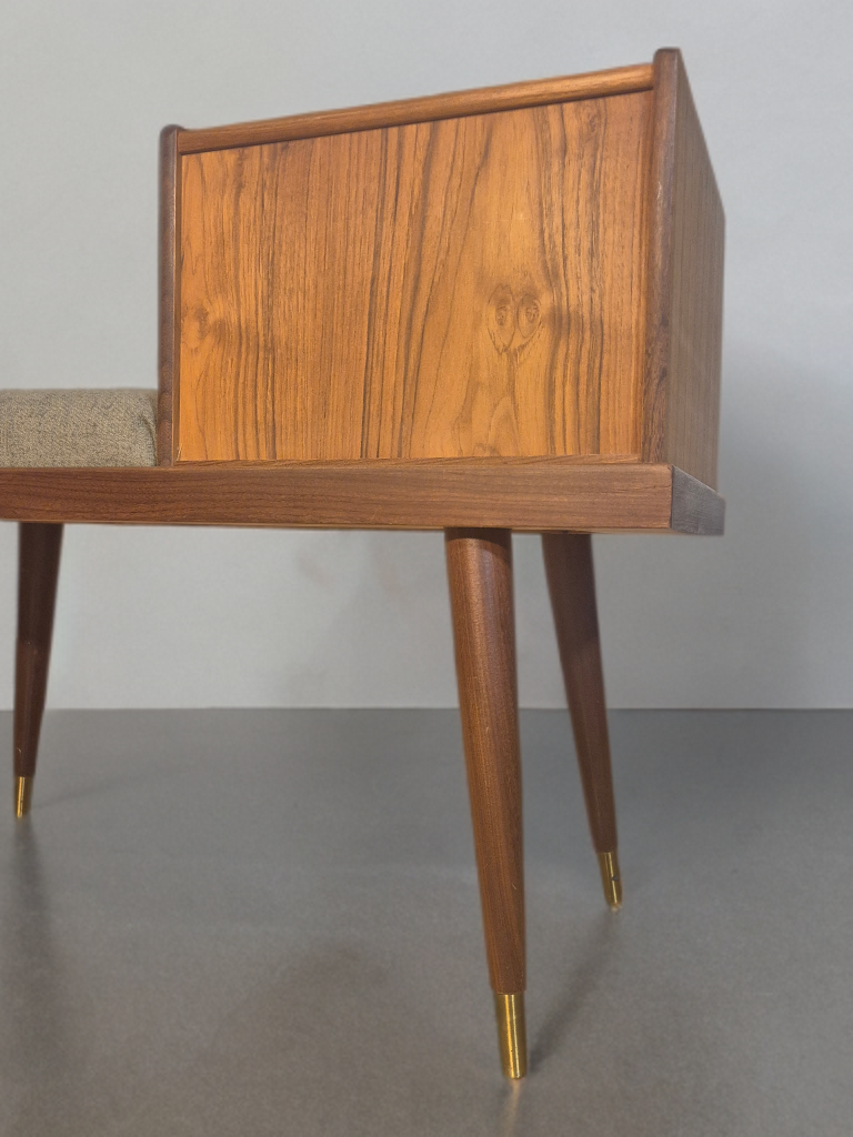Teak telephone bench, Vintage Scandinavian 1960s