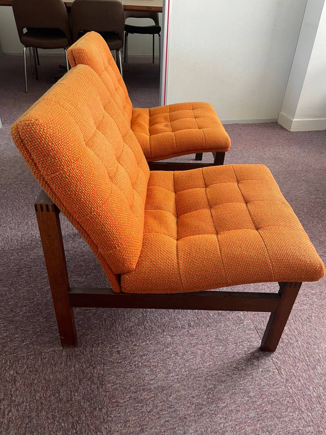 Pair of teak armchairs