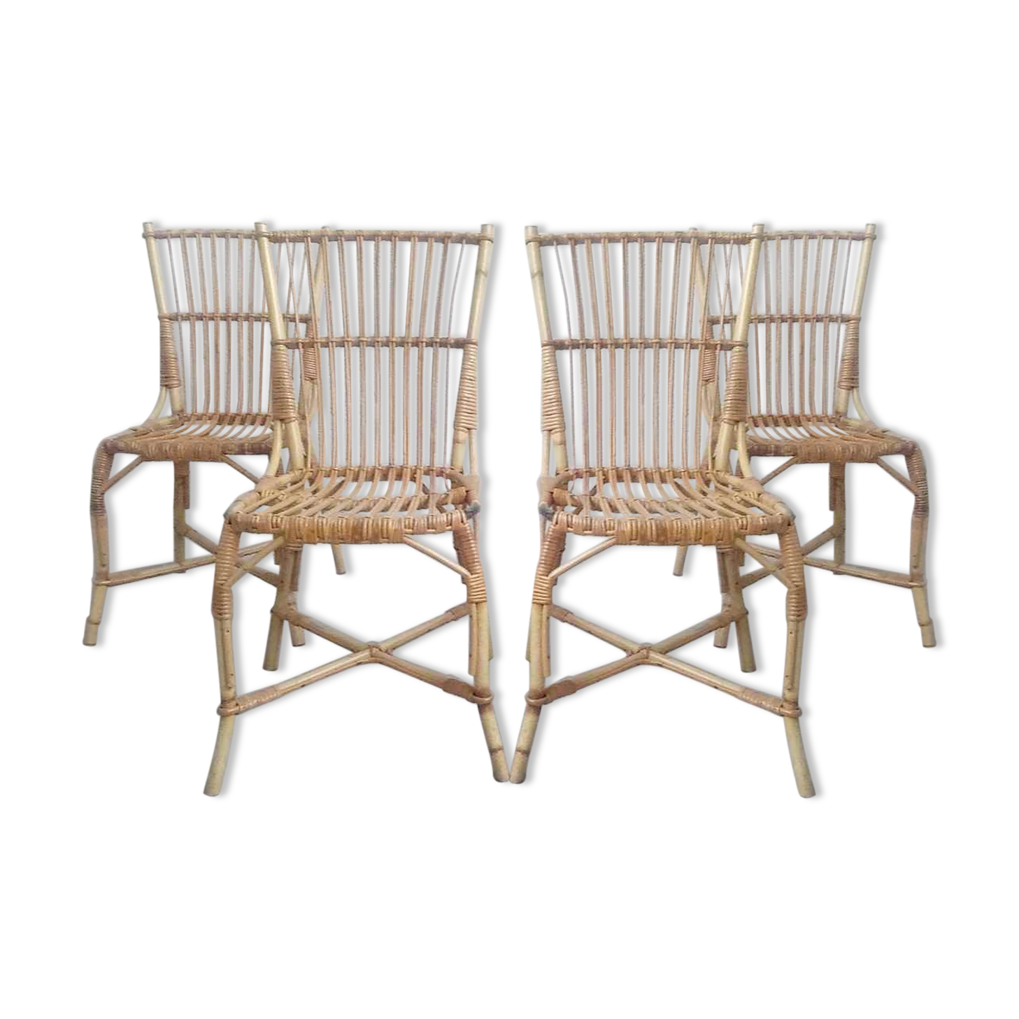 Lot de 4 chaises rotin