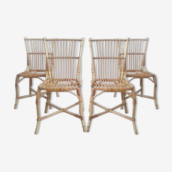 Lot de 4 chaises rotin