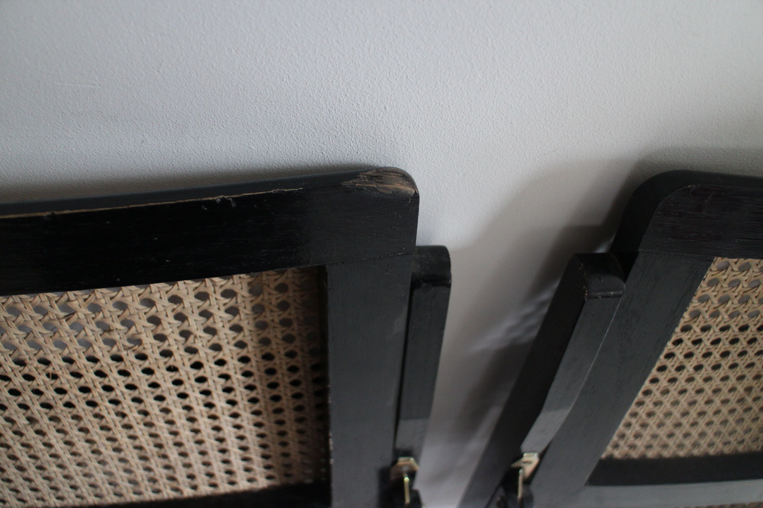 Paire de chaises pliantes bois et cannage