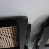 Pair of folding chairs wood and cannage