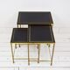 Brass and skaï side tables, 1950s