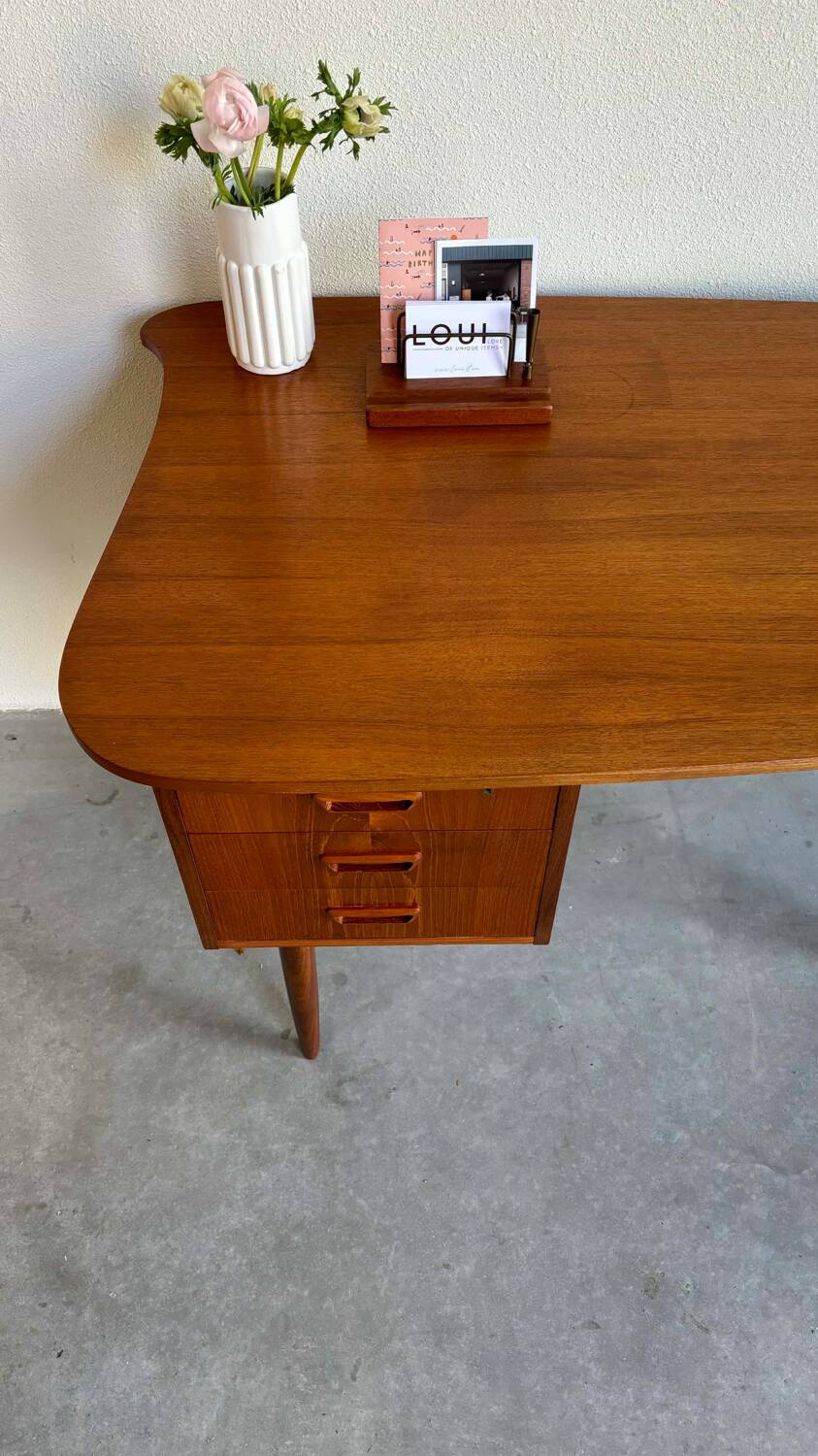 Vintage desk tambour teak