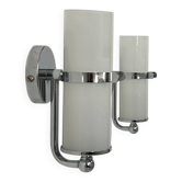 Pair of vintage wall lights, chrome and opaline, France, 1970.