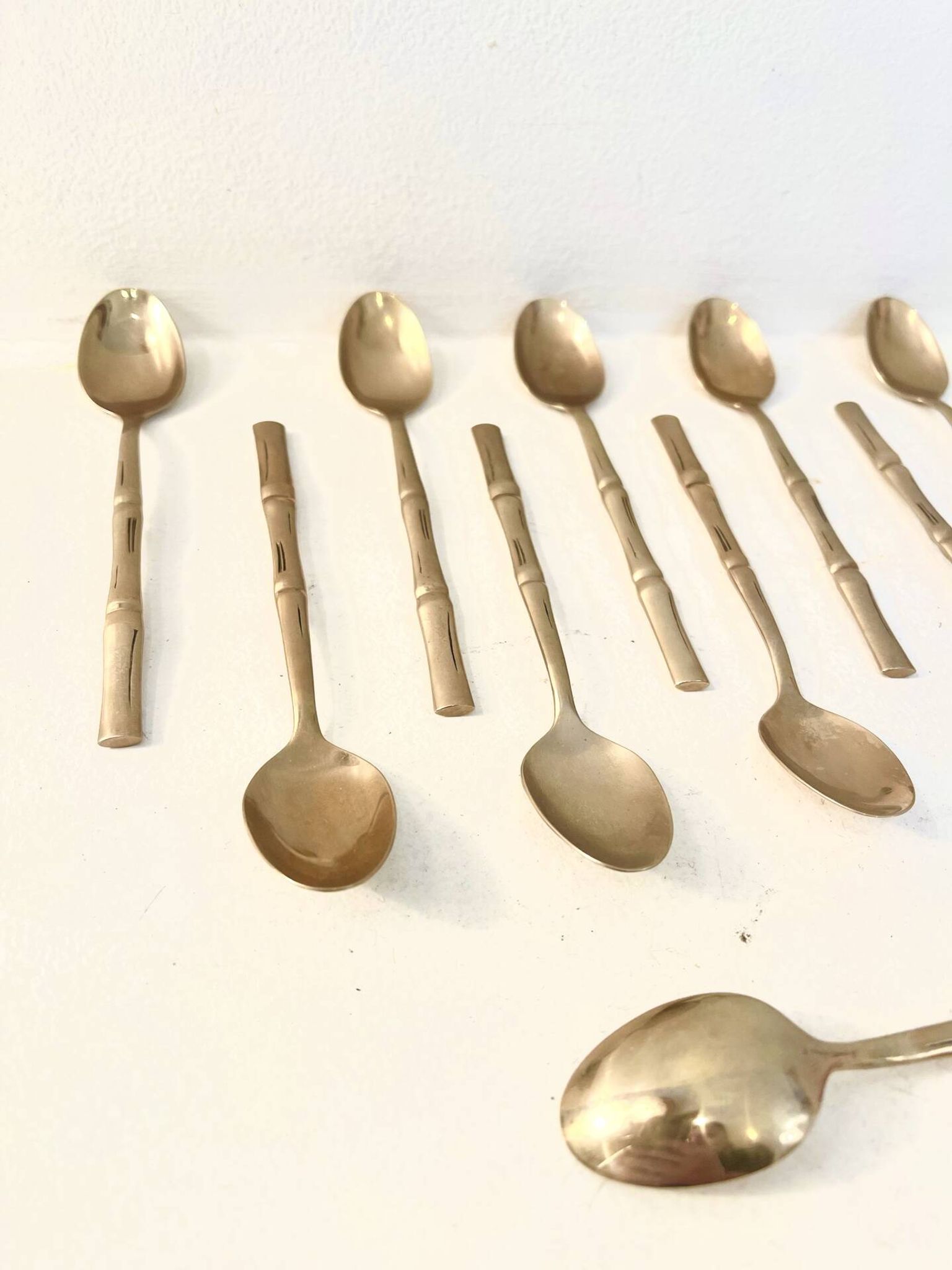 12 gold-plated brass teaspoons, Hollywood Regency – circa 1970