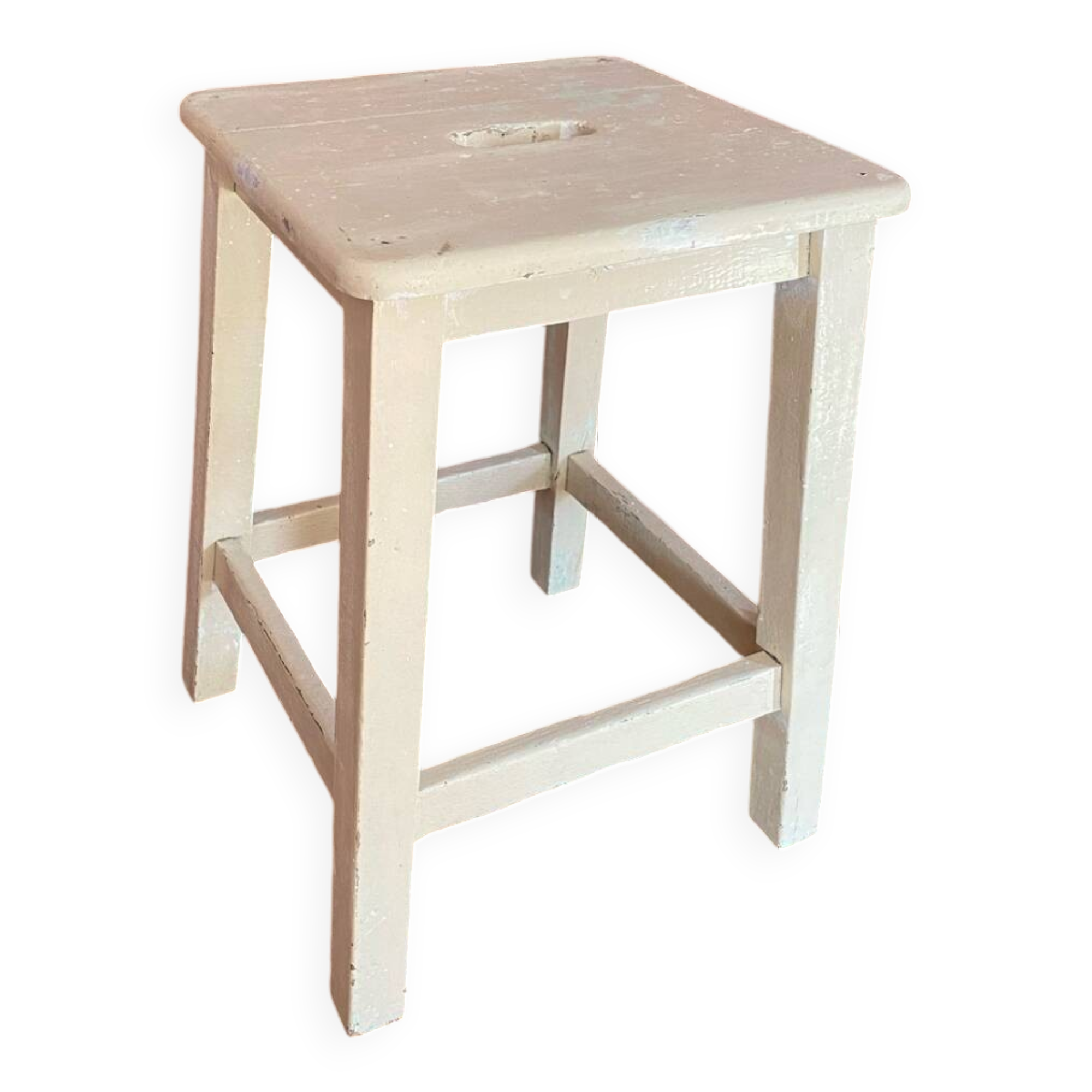 Vintage stool 1950/1960, rustic wooden stool, old workshop chair, kitchen, Shabby style.
