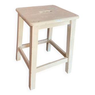 Vintage stool 1950/1960, rustic wooden stool, old workshop chair, kitchen, Shabby style.