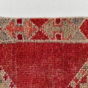 Tapis kilim ancien tons rouges et gris, motifs géométriques turcs,99x343 Cm