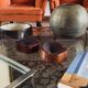 Organic modern set of 2 wood ashtrays, France 1970s