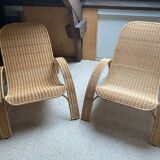 Pair of wicker armchairs