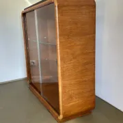 Vintage Art Deco display cabinet in mahogany with a black marble top.