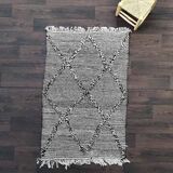 Small Moroccan Berber carpet handmade Black Zanafi 100x160 cm