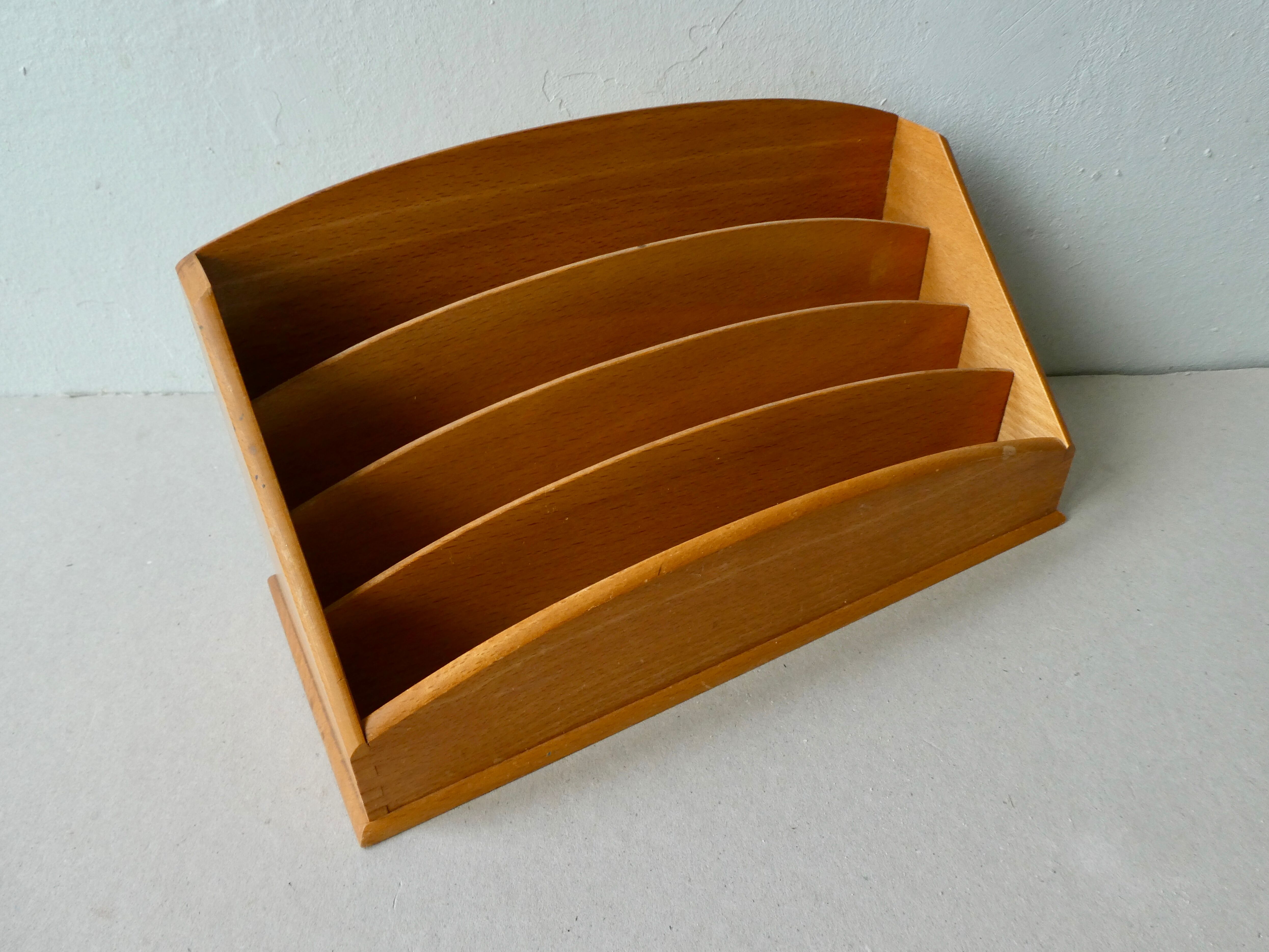 Light wooden mail holder, 60s