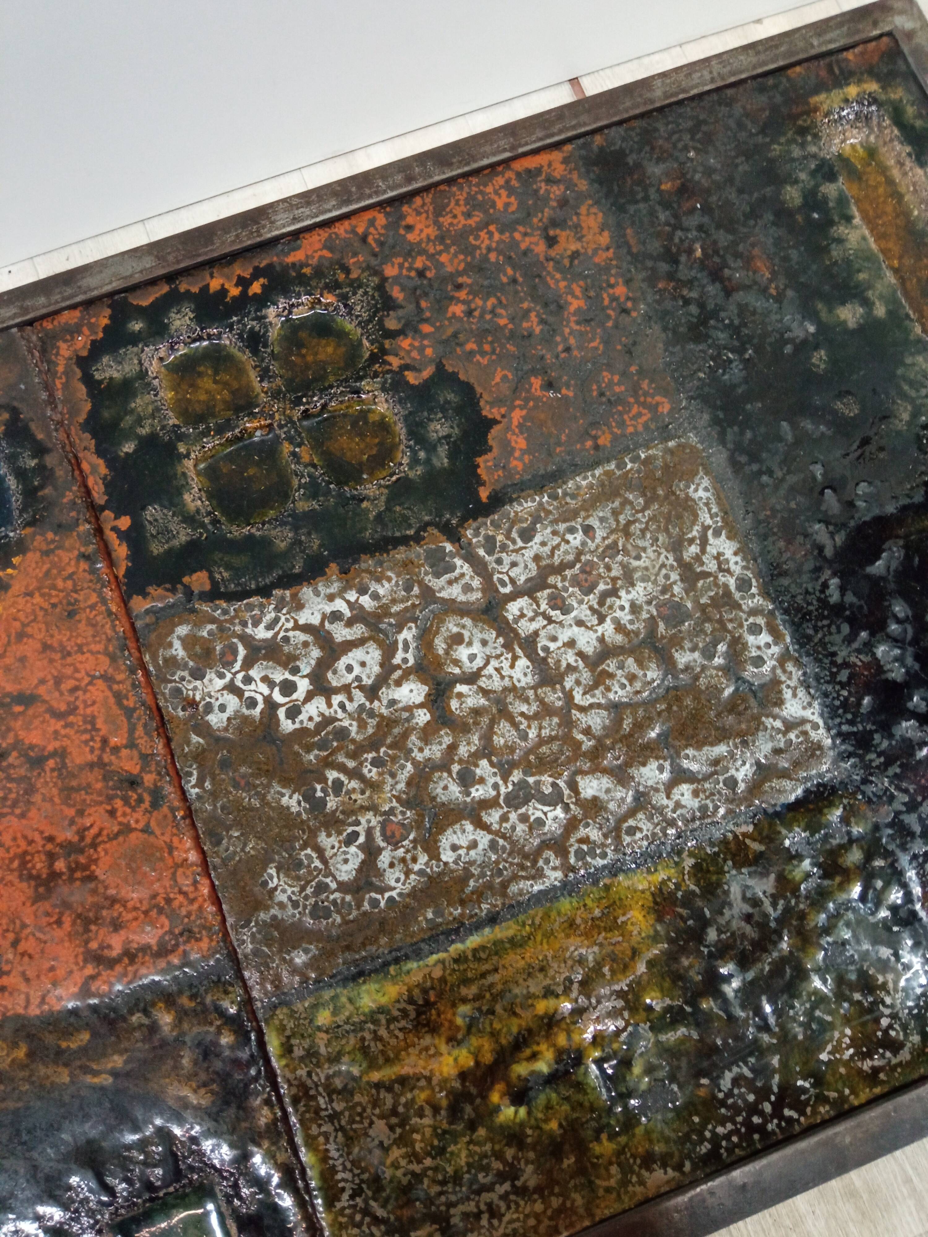 Coffee table in enamelled lava stone