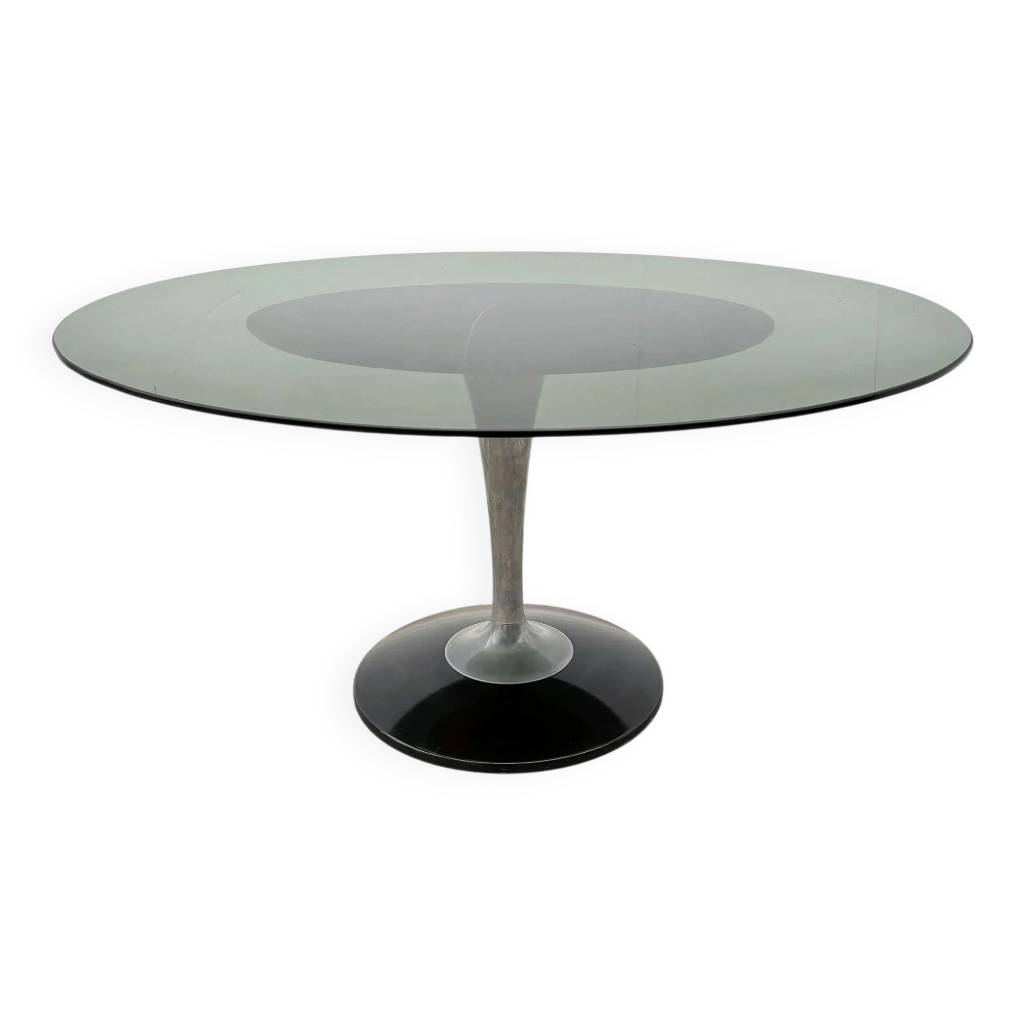 Tulip oval table by Chromcraft in plexiglass and aluminium, USA 1970.