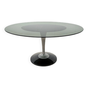 Tulip oval table by Chromcraft in plexiglass and aluminium, USA 1970.