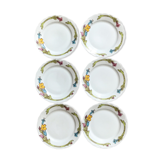 Lot of 6 porcelain dessert plates 70s