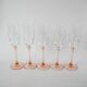Set of 5 luminarc champagne flutes with pink feet 1970