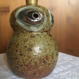 Pied de lampe hibou en grès pyrité signée Guy Baudat