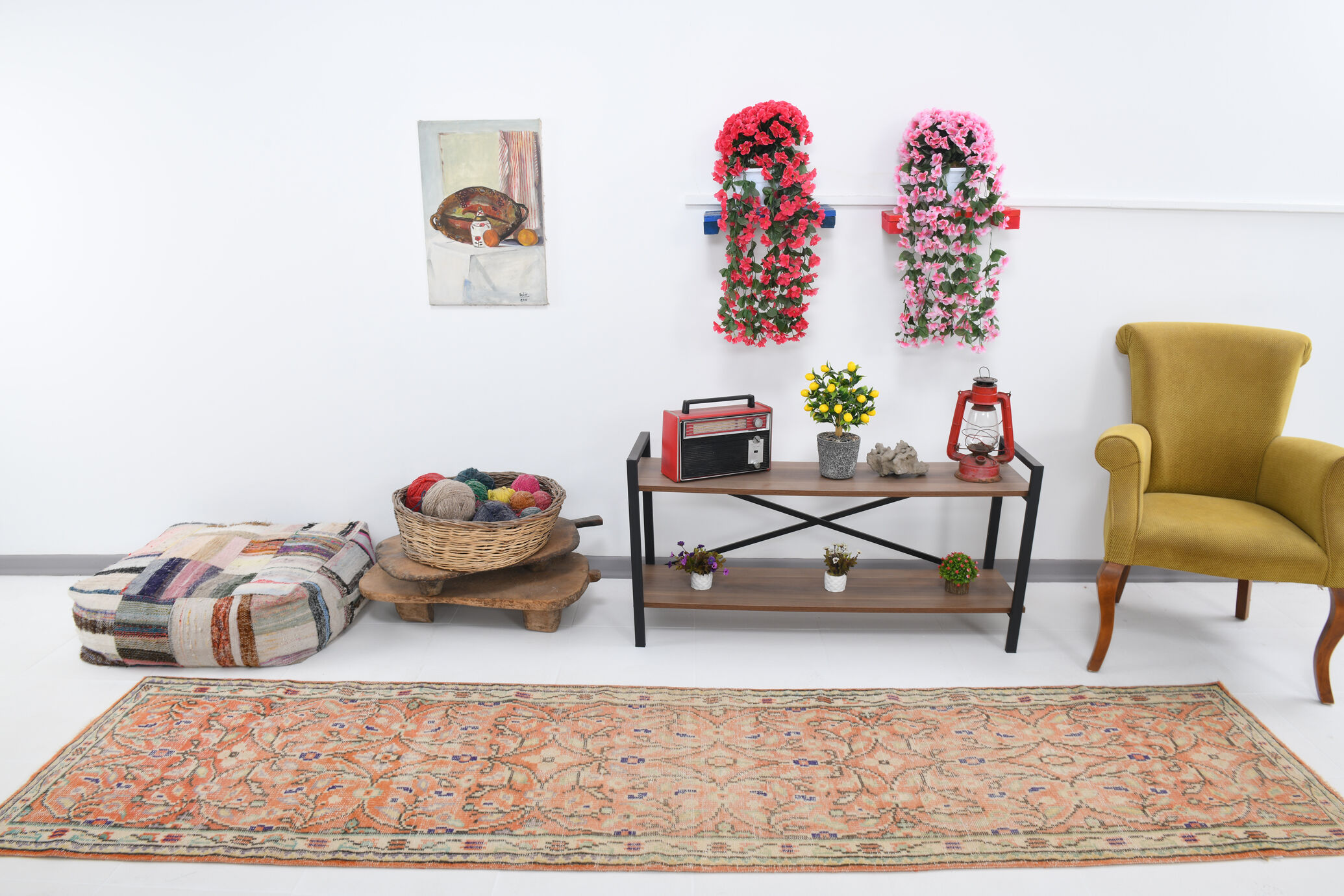 Vintage runner rug, 74x314cm