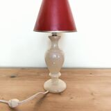 Old beige marbled stone lamp base - alabaster lamp