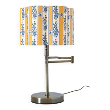 Recycled vintage lamp — with a swivel arm, fluted floral shade