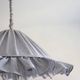 Suspension Emilia, pleated lampshade with frills, grey stripes.