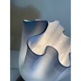 Lampe de table contemporaine en verre de style Murano bleu laiteux