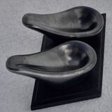 Pipe holder Ceramic Black Iridescent Free Form 50's