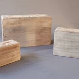 Hand-carved wooden boxes with ivory inlays