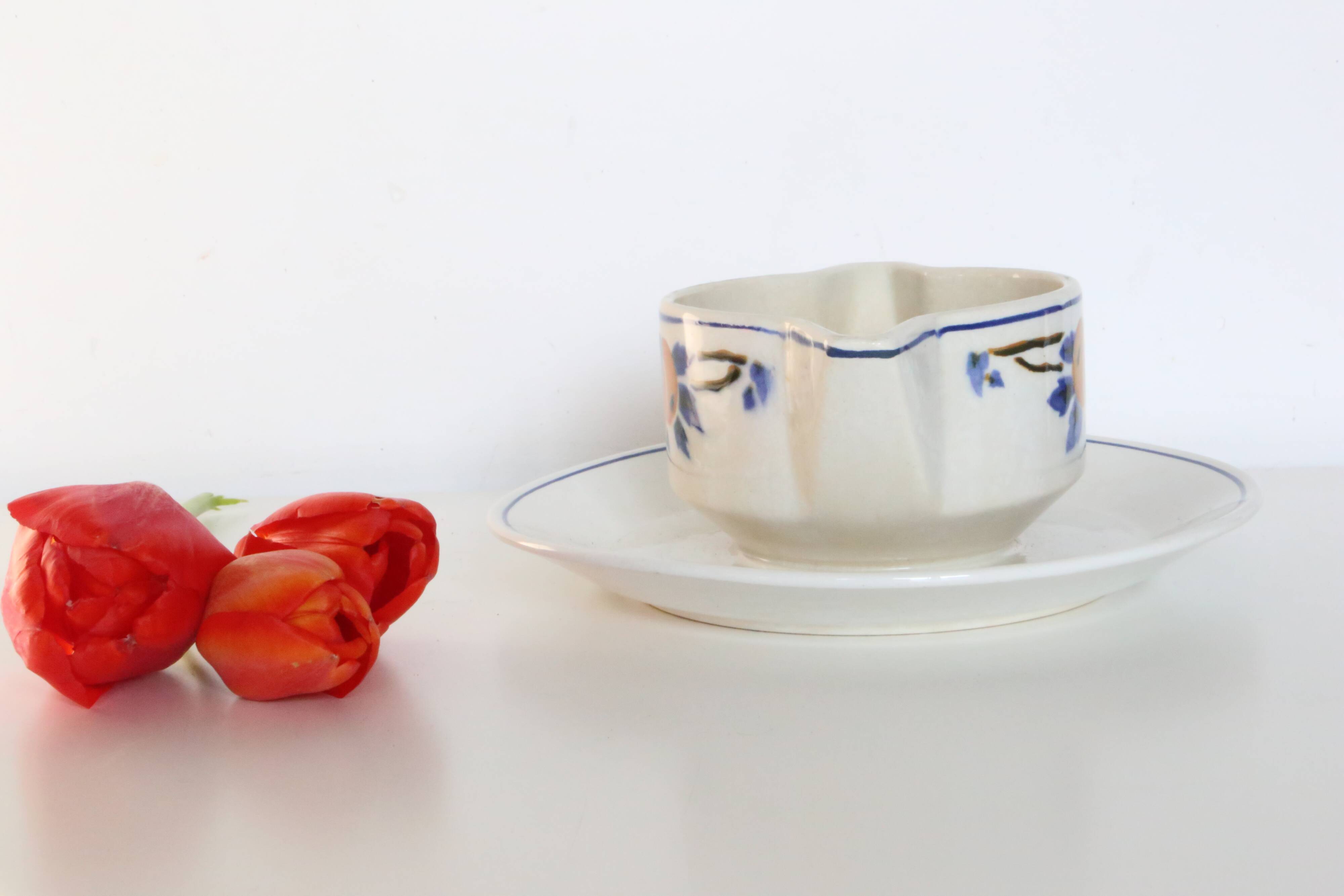 Saucière saint amand, ceramic, décor quebec, 1940/50, vintage french