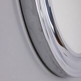 Vintage 1970s round wall mirror in chrome-plated metal, italian design
