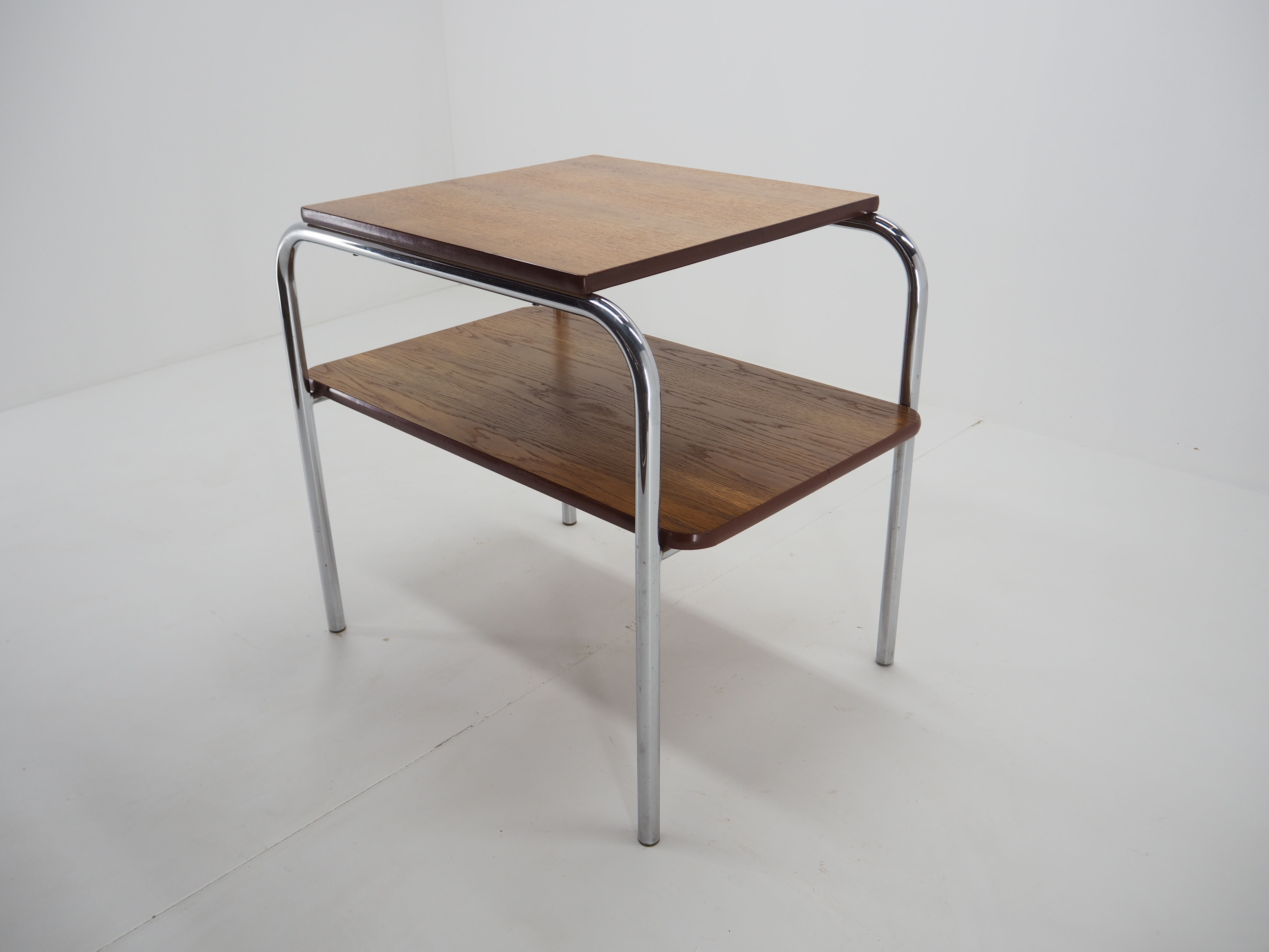 Table art déco chrome et bois, années 1940