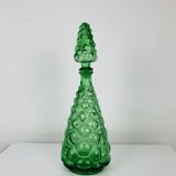 Empoli bubble green carafe 40 cm, Italian glass bottle
