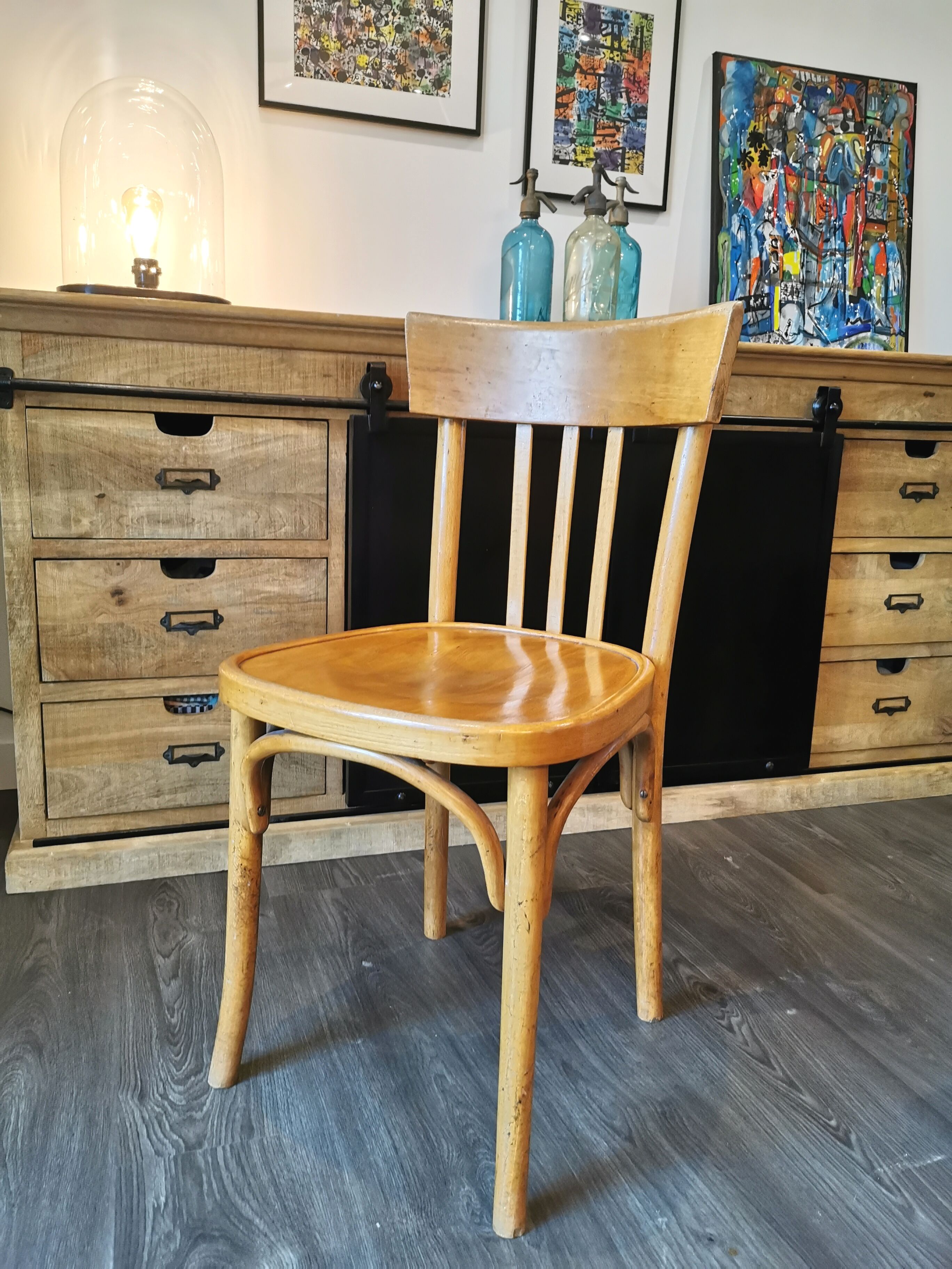 Series of 10 mismatched bistro chairs